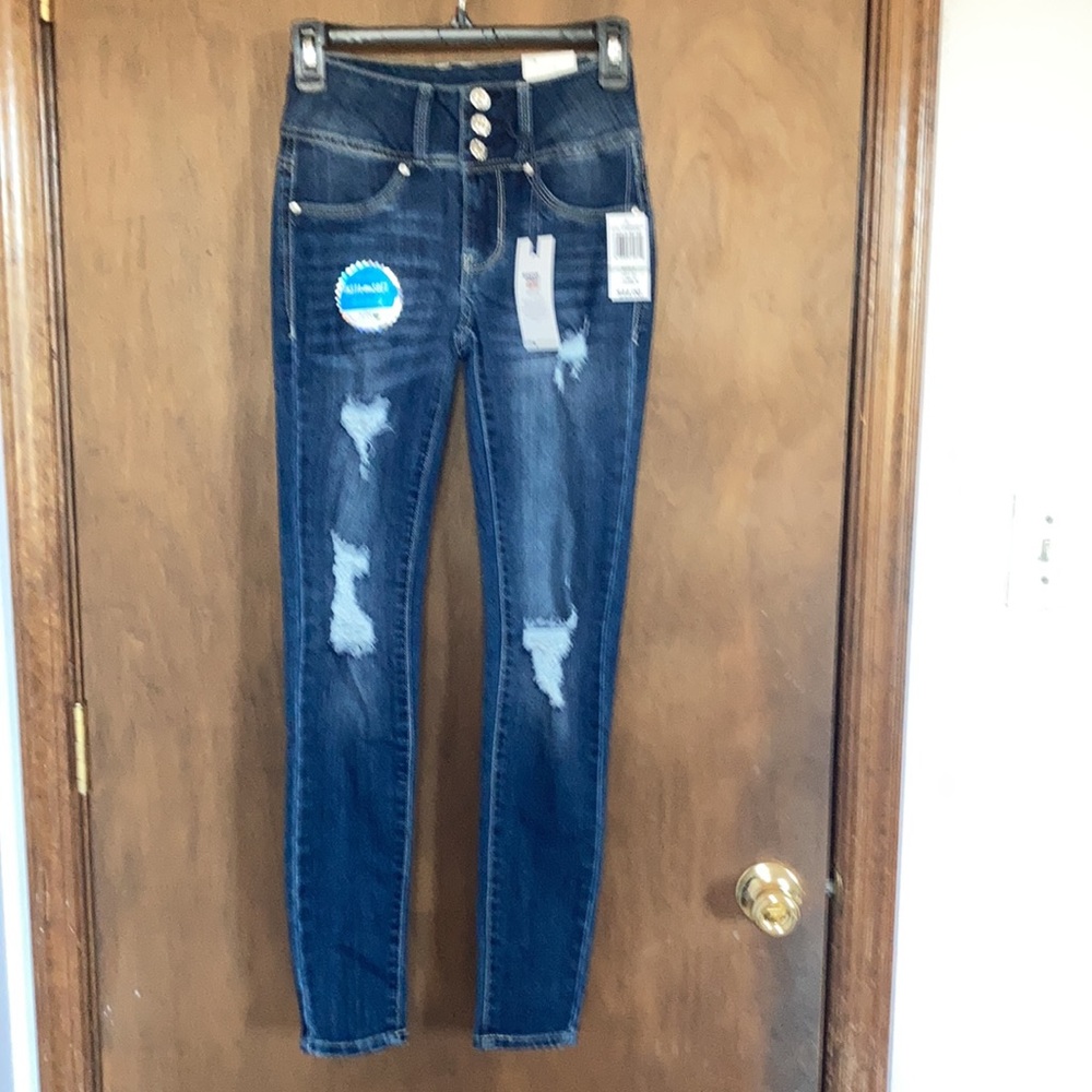 Wallflower sassy fit high rise skinny distressed jean size 0 - Picture 9 of 16